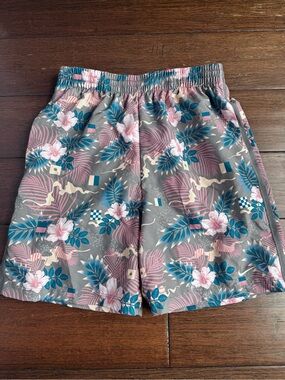 Nike Kids Floral Athletic Shorts - Gray, Pink & Teal